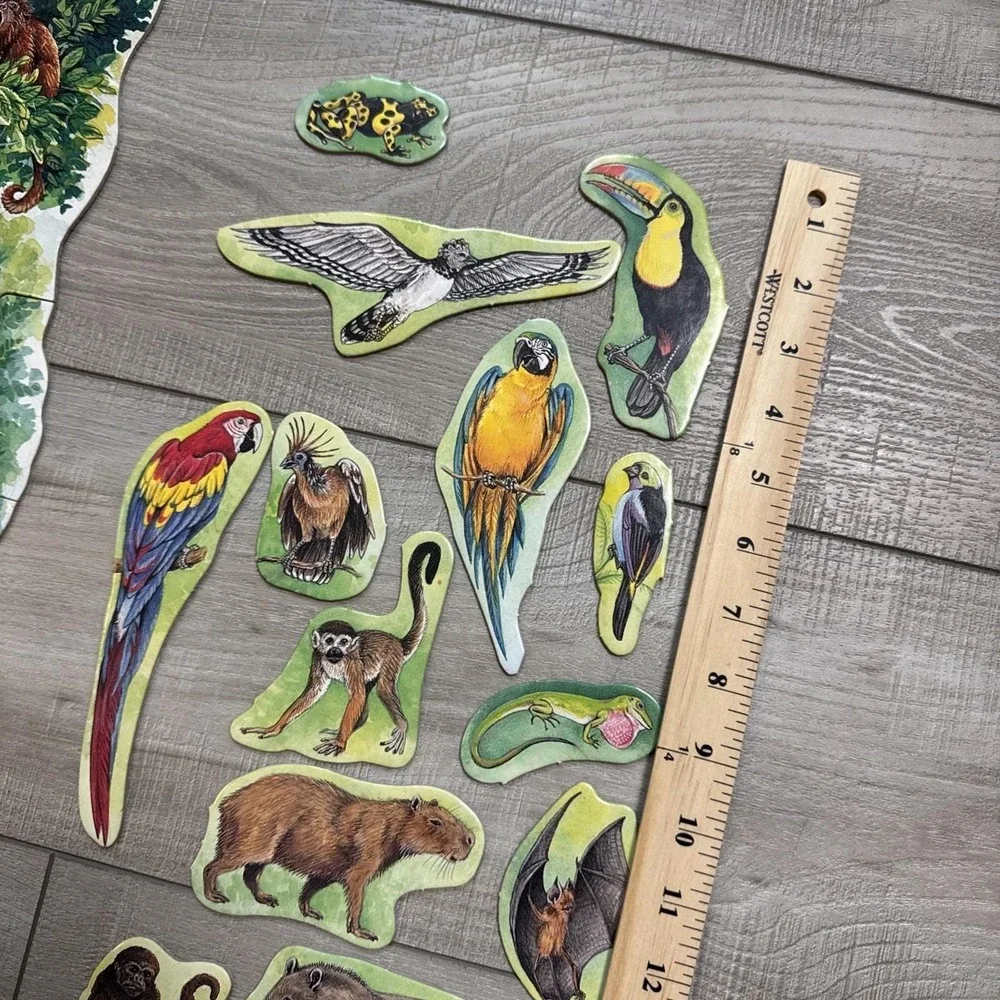 Vintage 1996 Frank Schaffer RAIN FOREST LAYERS 100pc Giant Floor Puzzle 4ft Tall